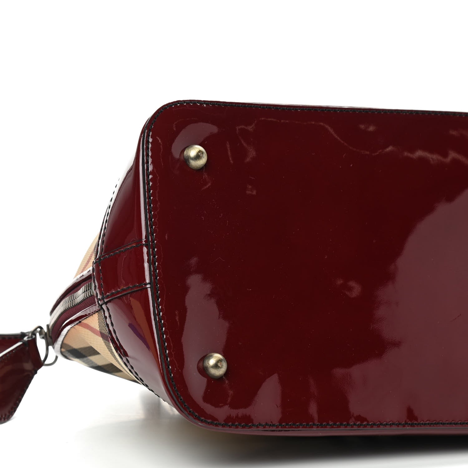 Burberry Patent House Check Shoulder Bag Red 5 of 7