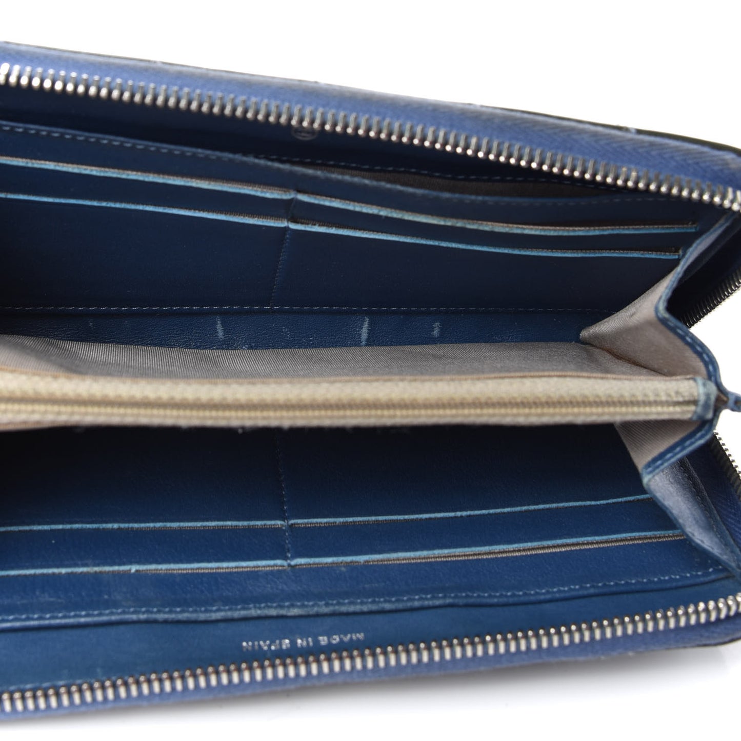 Patent Quilted Brilliant Zip Around Wallet Blue