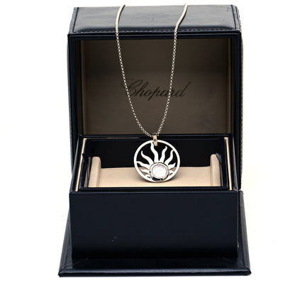 Chopard 18K White Gold Diamond Happy Diamonds Happy Sun Pendant Necklace 10 of 10