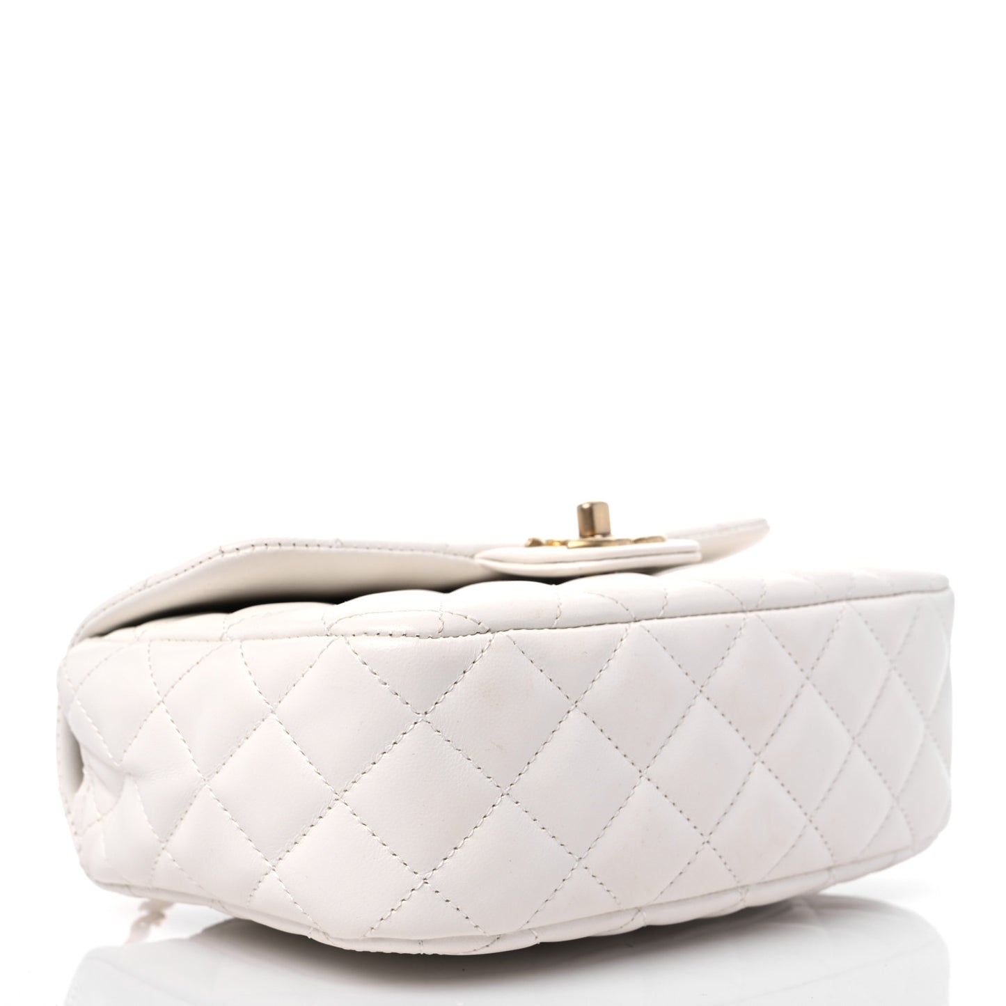 Lambskin Enamel Quilted Small Coco Hearts Square Flap White