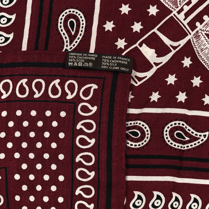 Hermes Cashmere Silk Eperon D'Or Bandana Shawl 140 Bordeaux 3 of 3