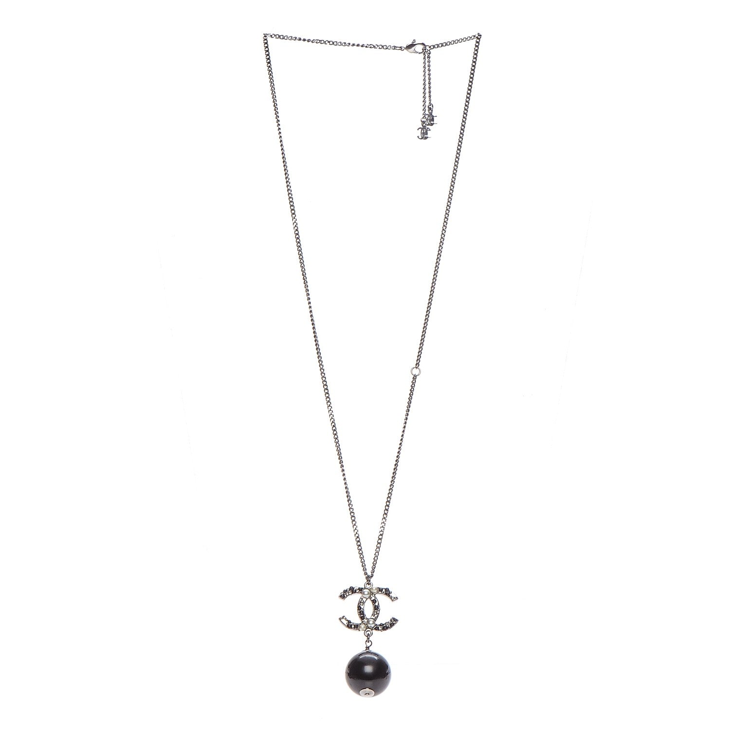 Chanel Ruthenium Bead CC Necklace Black 6 of 8