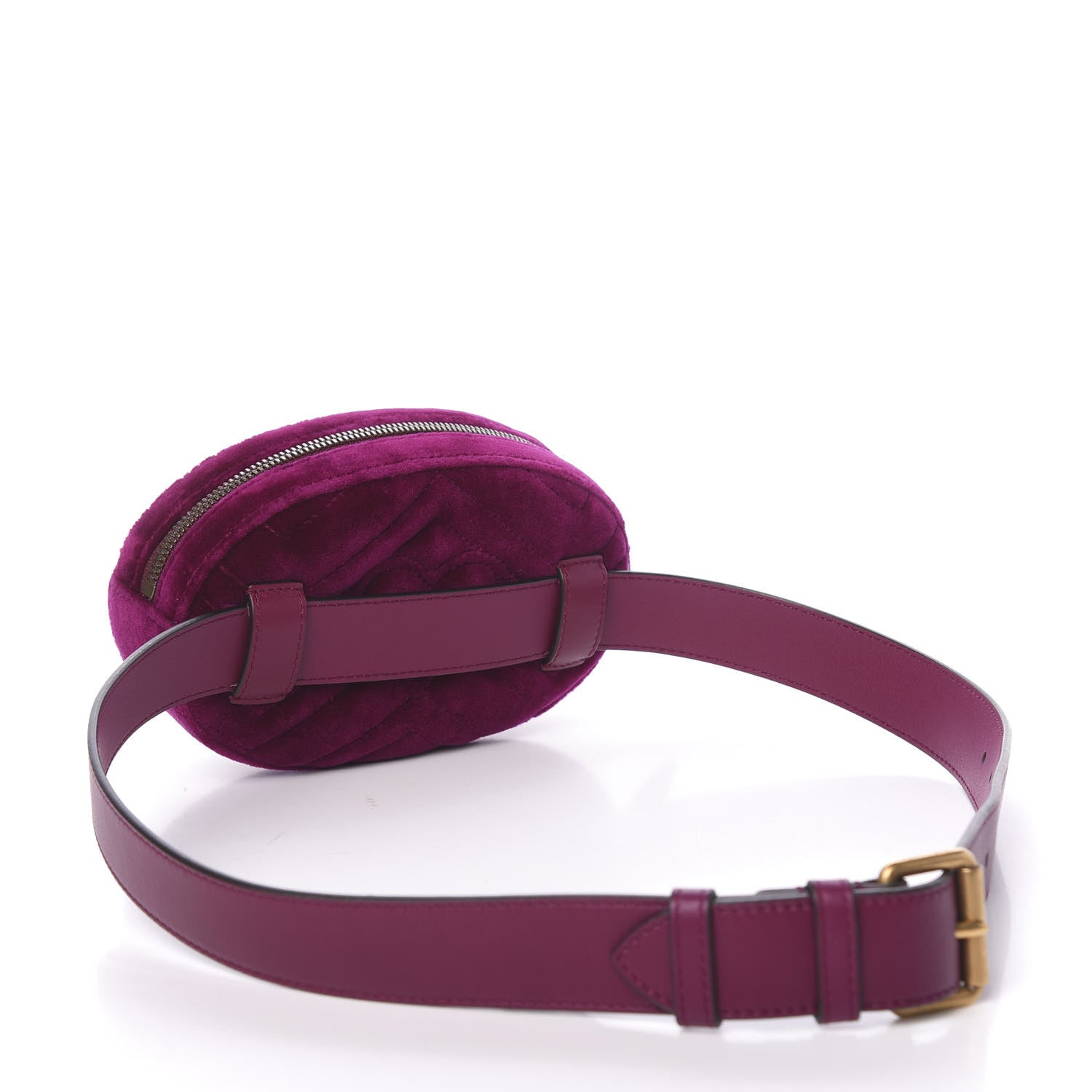 Gucci Velvet Matelasse GG Marmont Belt Bag 85 34 Fuchsia Violet Cyclamen 3 of 10