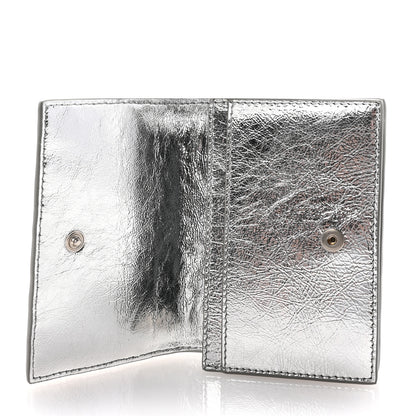Bottega Veneta Metallic Calfskin Intreccio Plisse Card Case Silver 5 of 6