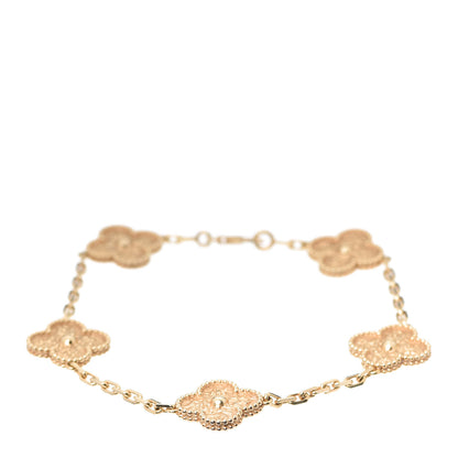 Van Cleef & Arpels 18K Yellow Gold 5 Motifs Vintage Alhambra Bracelet 1 of 6