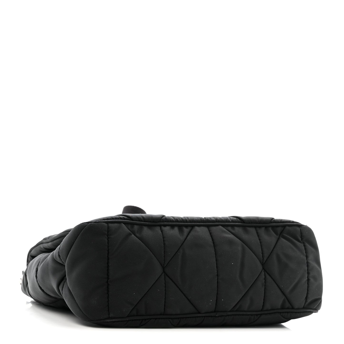Re-Nylon Quilted Padded Flap Shoulder Bag Black