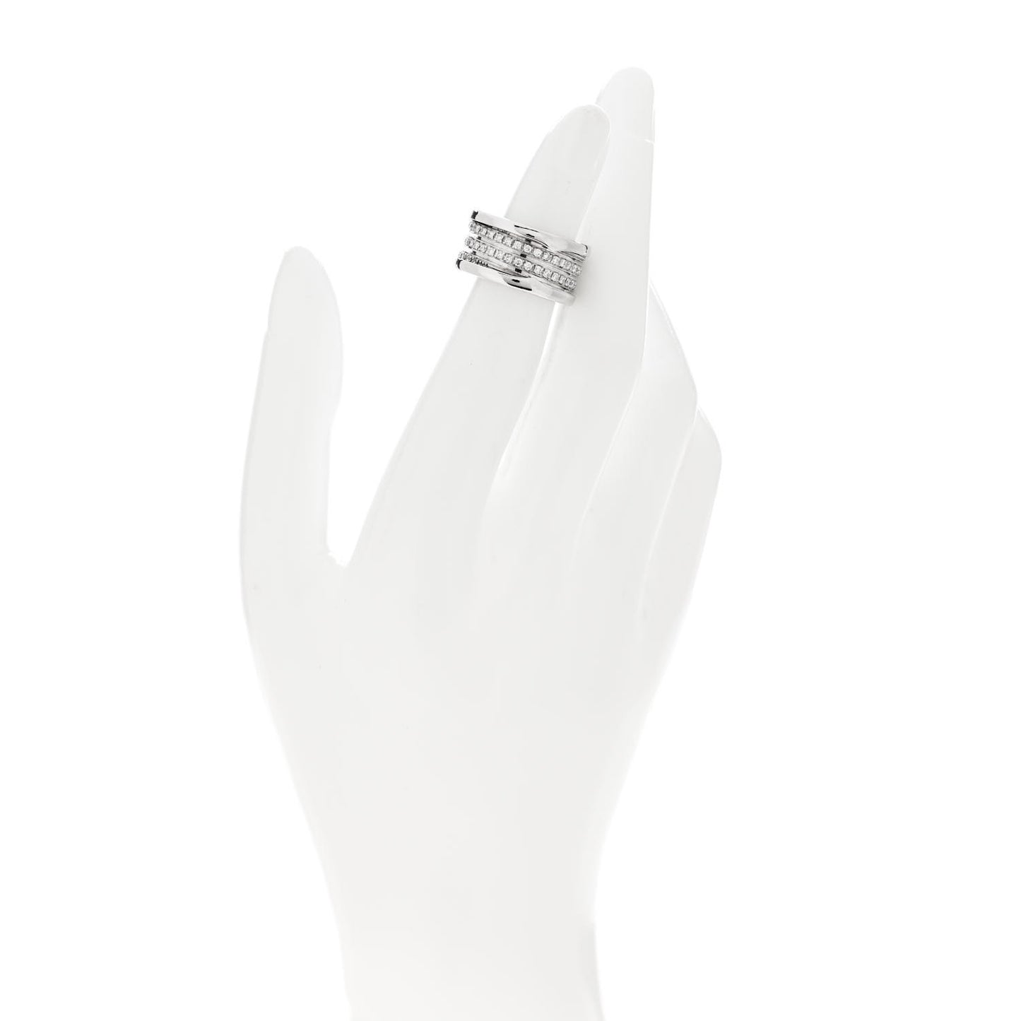 18K White Gold Diamond B.Zero1 Four-Band Full Pave Ring 49 4.75
