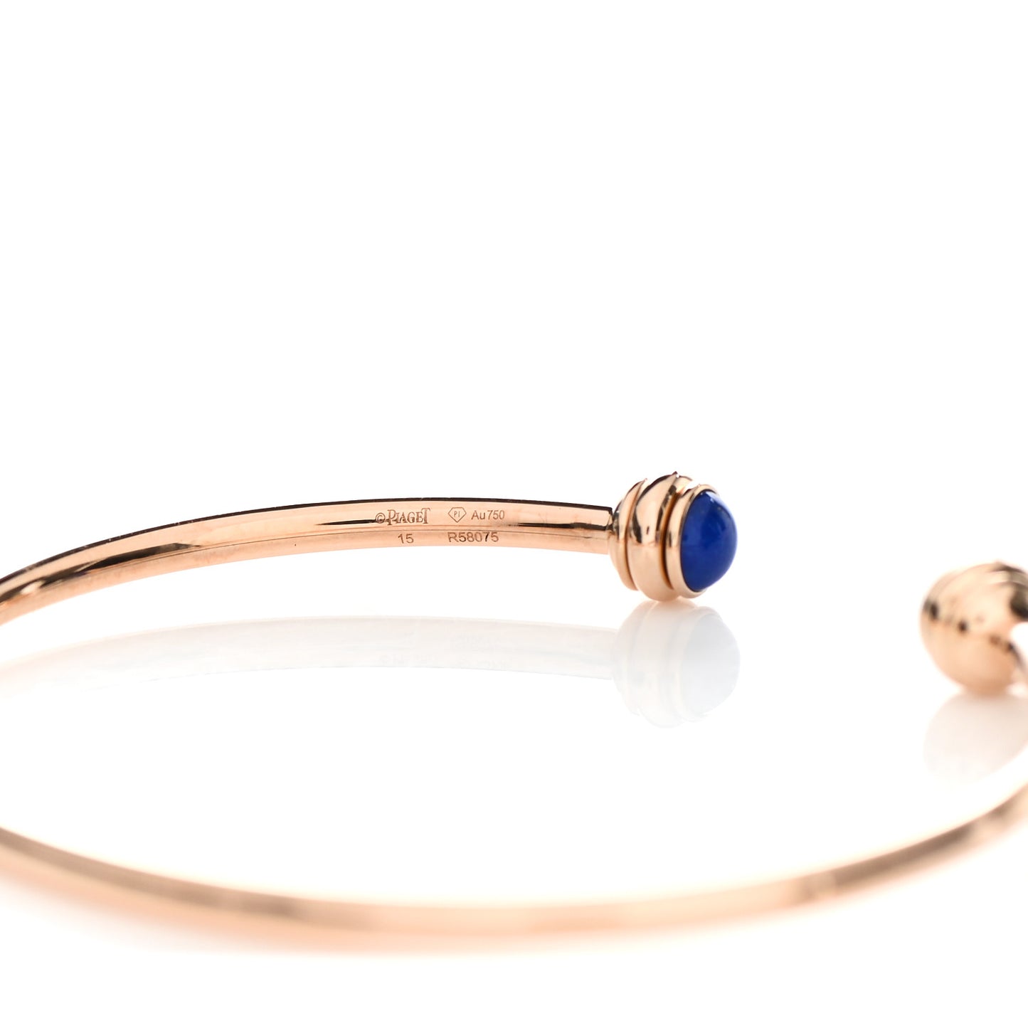 18K Rose Gold Lapis Lazuli Possession Open Bangle Bracelet