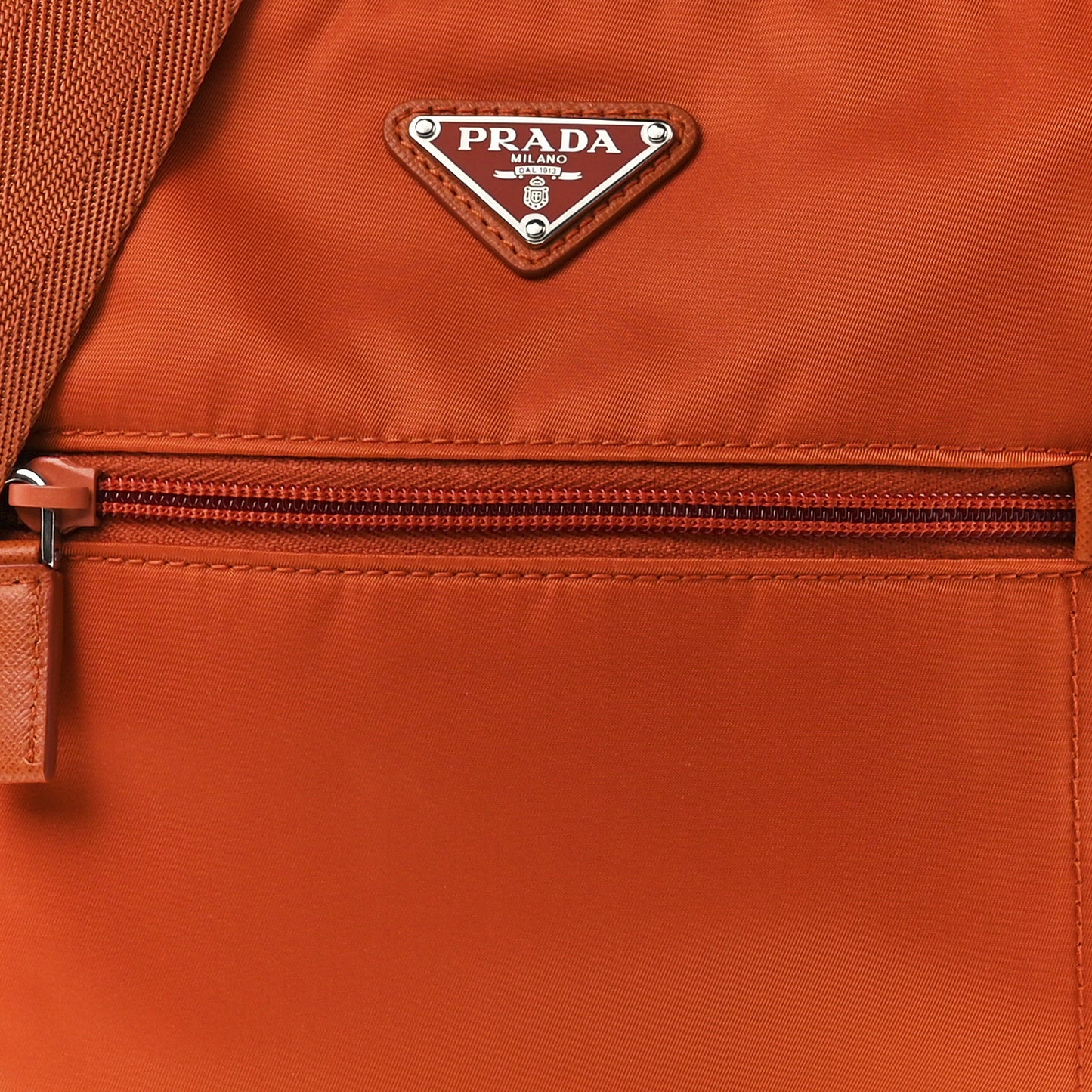Tessuto Nylon Saffiano Flat Messenger Bag Papaya