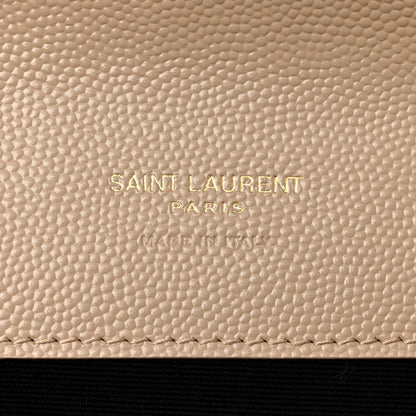 Saint Laurent Grain De Poudre Matelasse Chevron Monogram Envelope Clutch Dark Beige 6 of 7