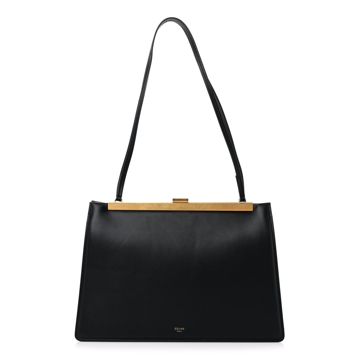 Smooth Calfskin Medium Clasp Shoulder Bag Black
