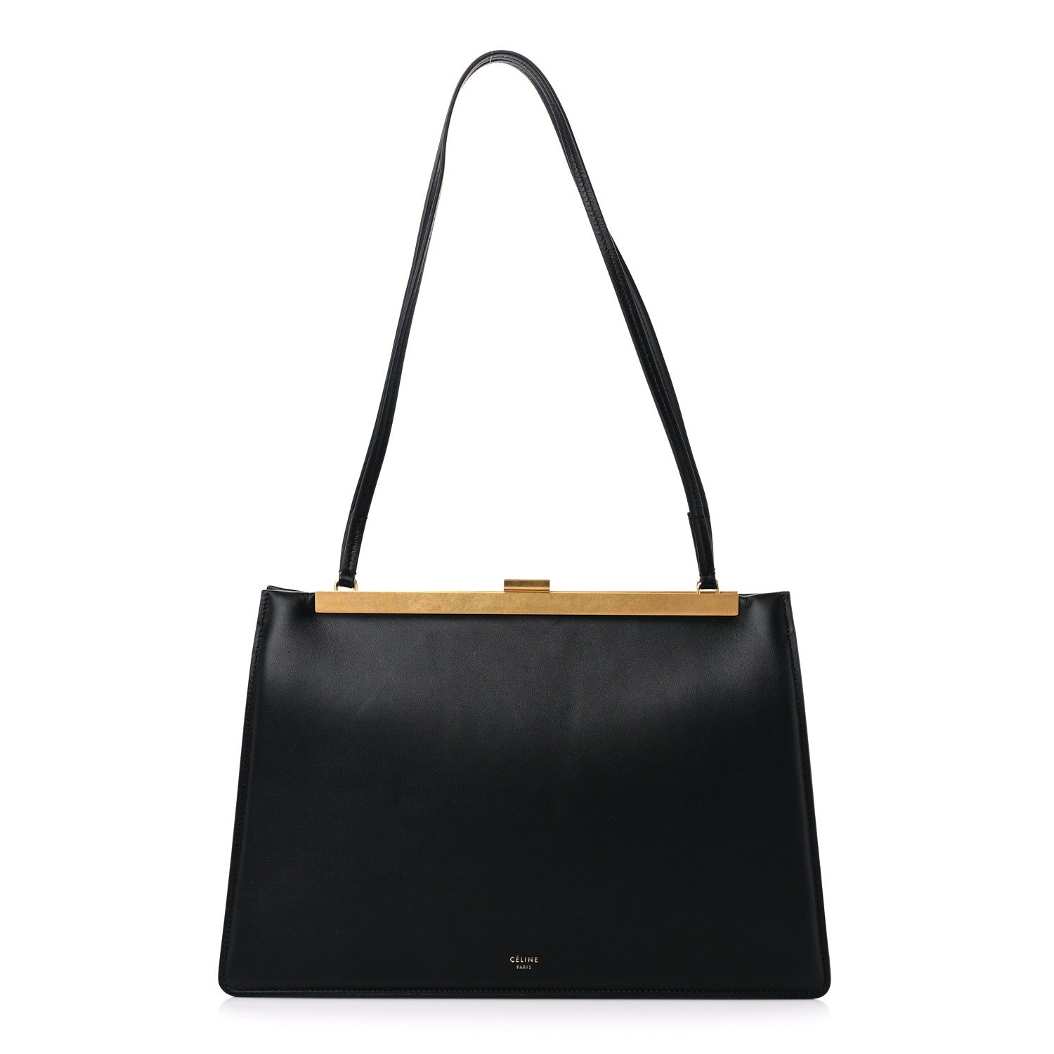 Celine Smooth Calfskin Medium Clasp Shoulder Bag Black 1 of 10