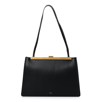 Celine Smooth Calfskin Medium Clasp Shoulder Bag Black 1 of 10