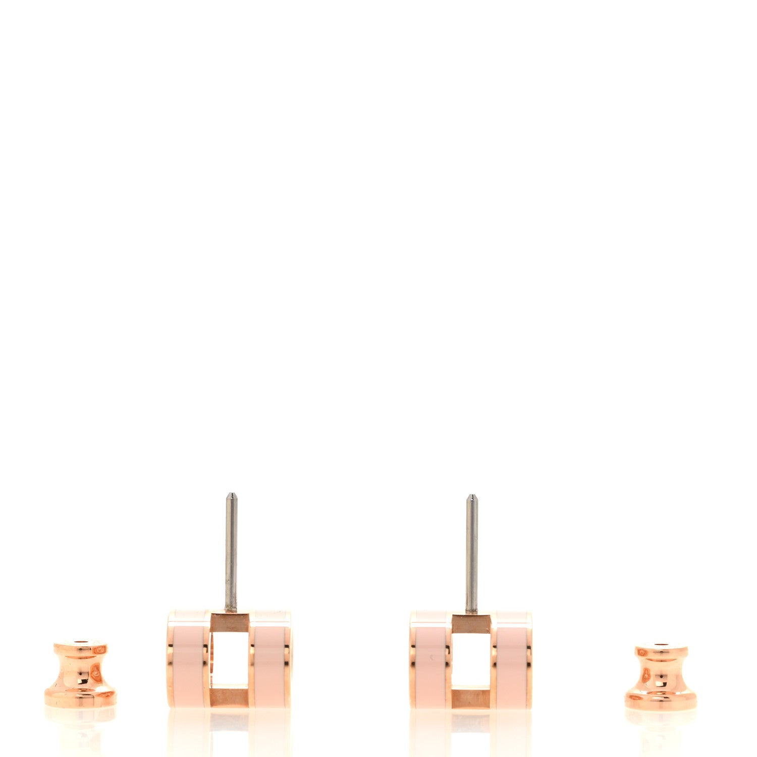 Hermes Rose Gold Lacquered Pop H Earrings Rose Dragee 3 of 6