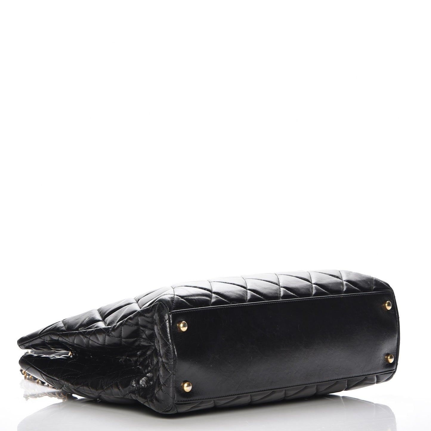 Glazed Calfskin Quilted Tote Black