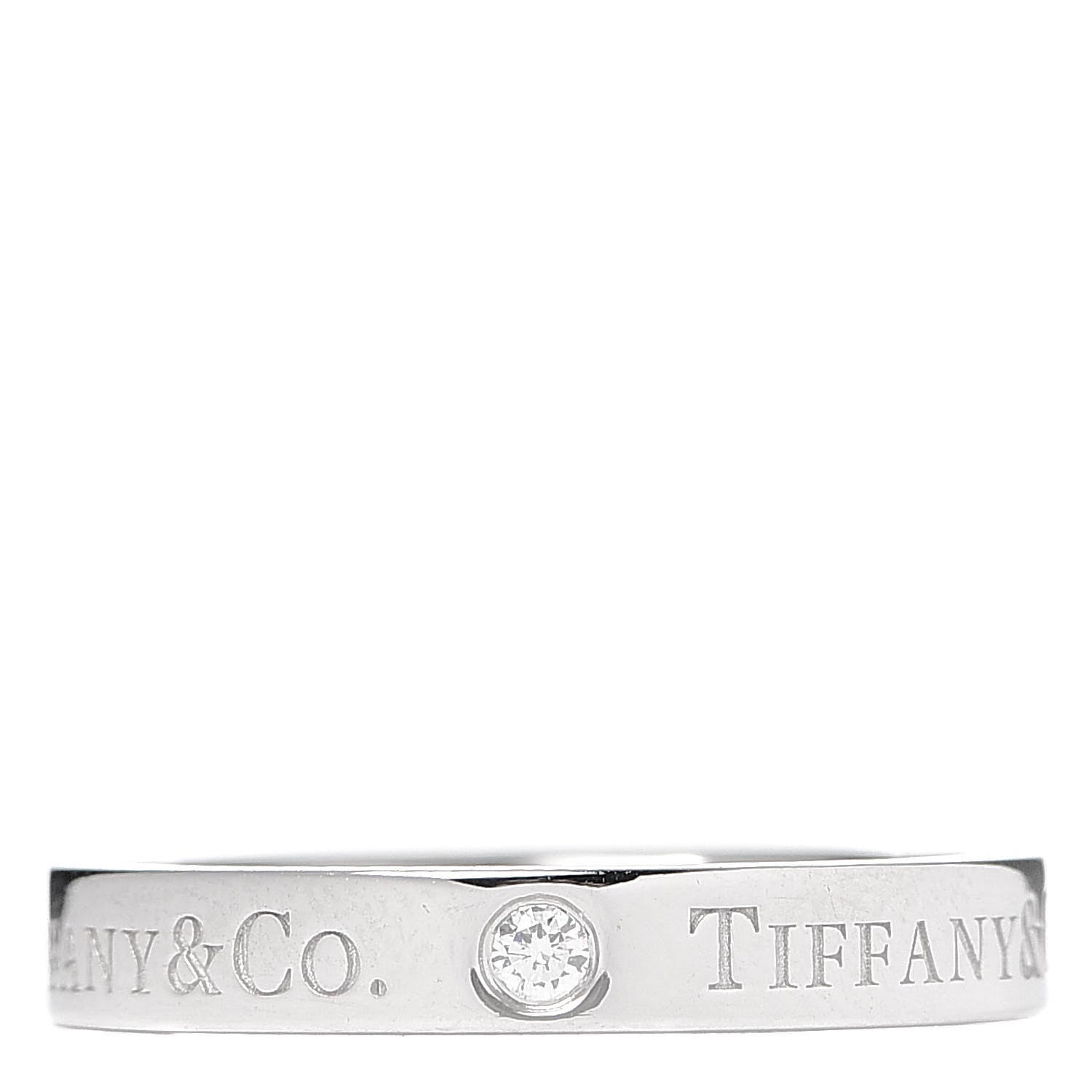 Tiffany Platinum Diamond Logo Band Ring 50 5.5 3 of 5