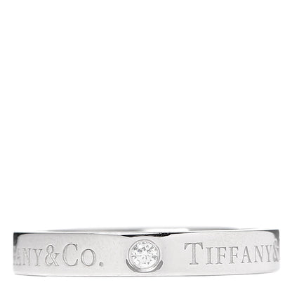 Tiffany Platinum Diamond Logo Band Ring 50 5.5 3 of 5