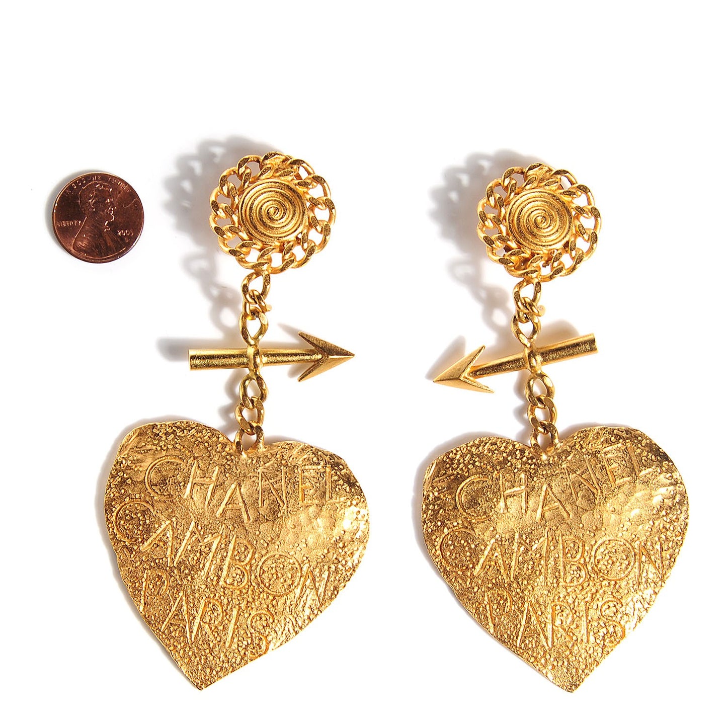 Cambon Heart Clip On Earrings Gold