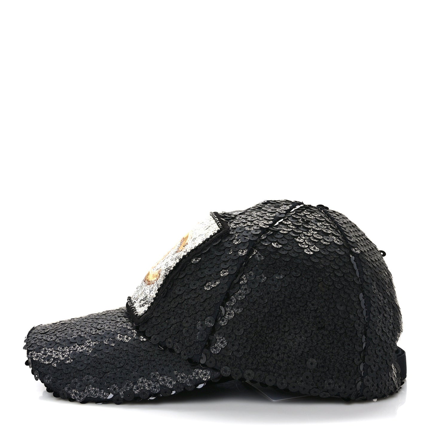 Sequin Embellished CC Baseball Cap Hat Black