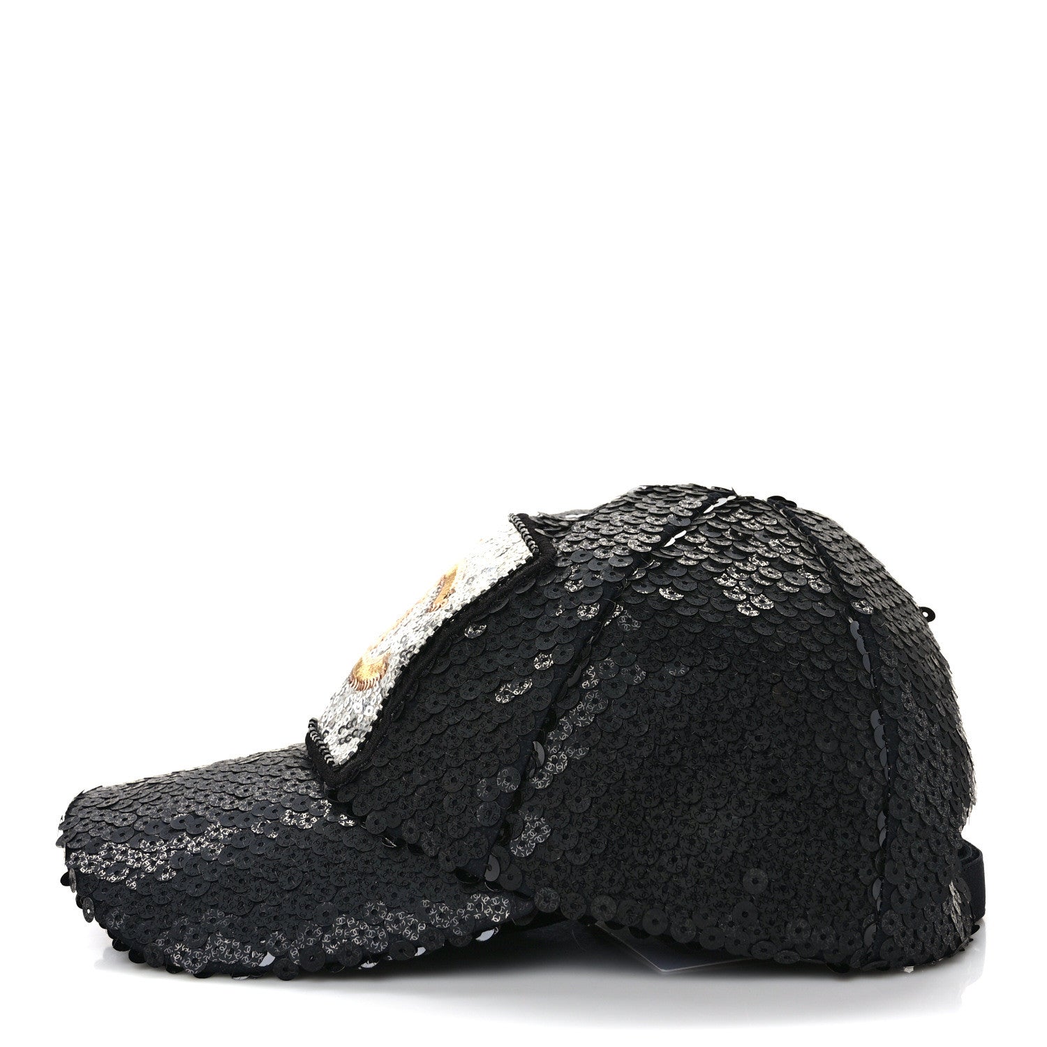 Chanel Sequin Embellished CC Baseball Cap Hat Black 4 of 8