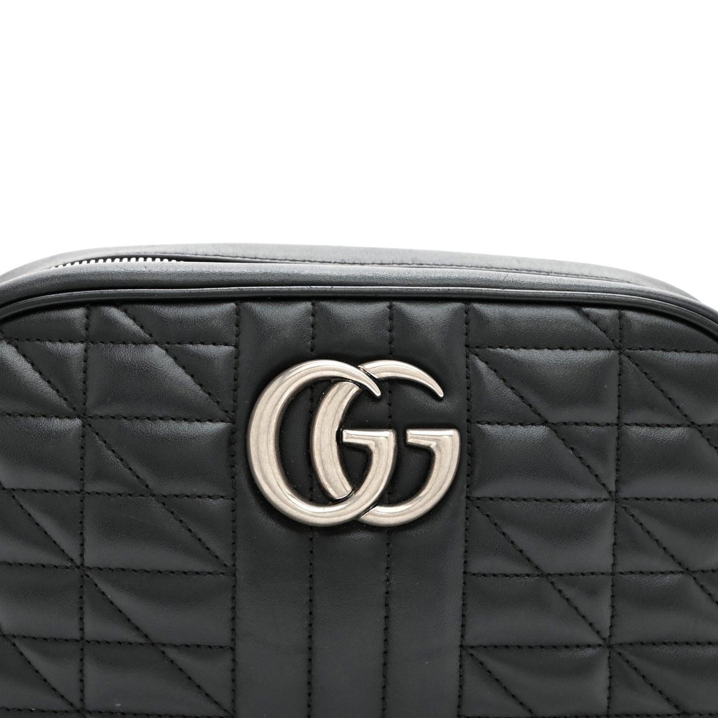 Calfskin Matelasse Aria Small GG Marmont Chain Shoulder Bag Black