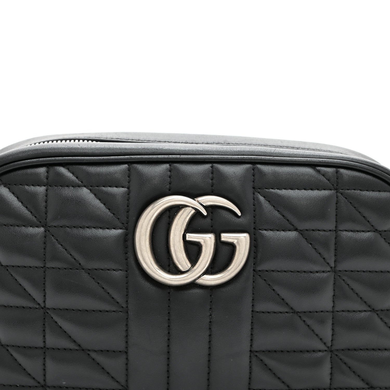 Gucci Calfskin Matelasse Aria Small GG Marmont Chain Shoulder Bag Black 9 of 11