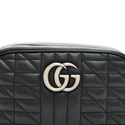 Gucci Calfskin Matelasse Aria Small GG Marmont Chain Shoulder Bag Black 9 of 11