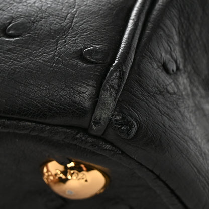 Prada Ostrich Double Zip Tote Black 16 of 27