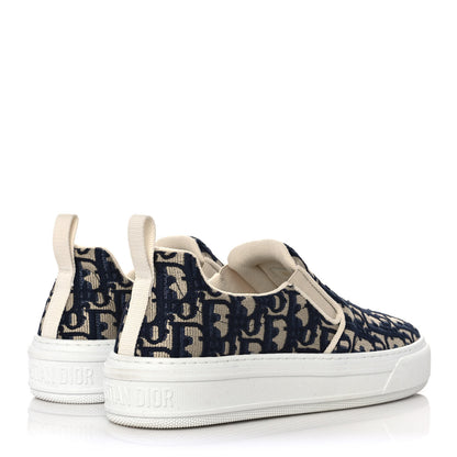 Christian Dior Canvas Oblique Embroidered Womens Solar Slip On Sneakers 38.5 Deep Blue 4 of 9