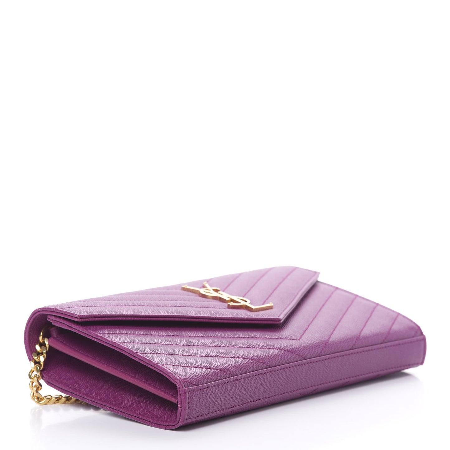 Grain De Poudre Matelasse Chevron Monogram Chain Wallet Dark Grape