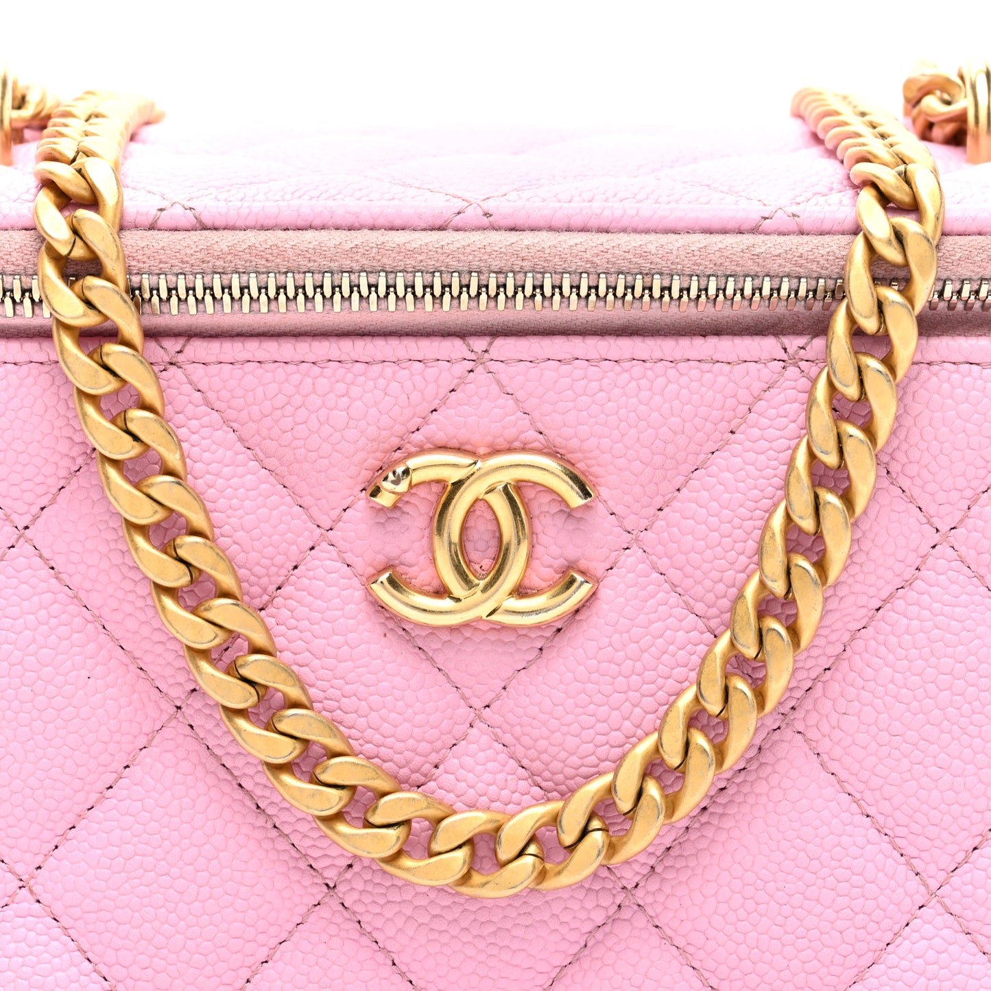 Caviar Quilted Sweetheart Vanity Case Pink