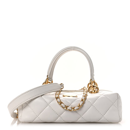 Chanel Calfskin Quilted Square Top Handle Vanity Case White 1 of 14