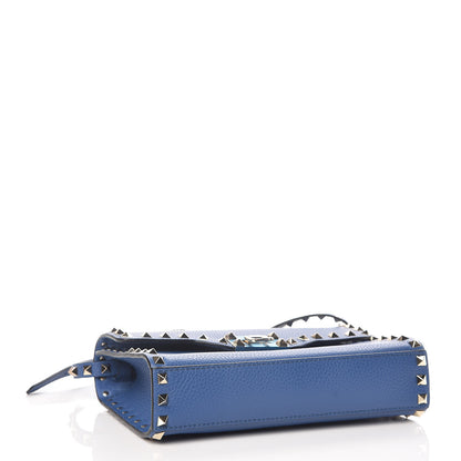 Valentino Garavani Pebbled Calfskin Medium Rockstud Flip Lock Crossbody Bag Baltique 4 of 8