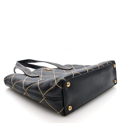 Chanel Calfskin Wild Stitch Tote Black 4 of 9