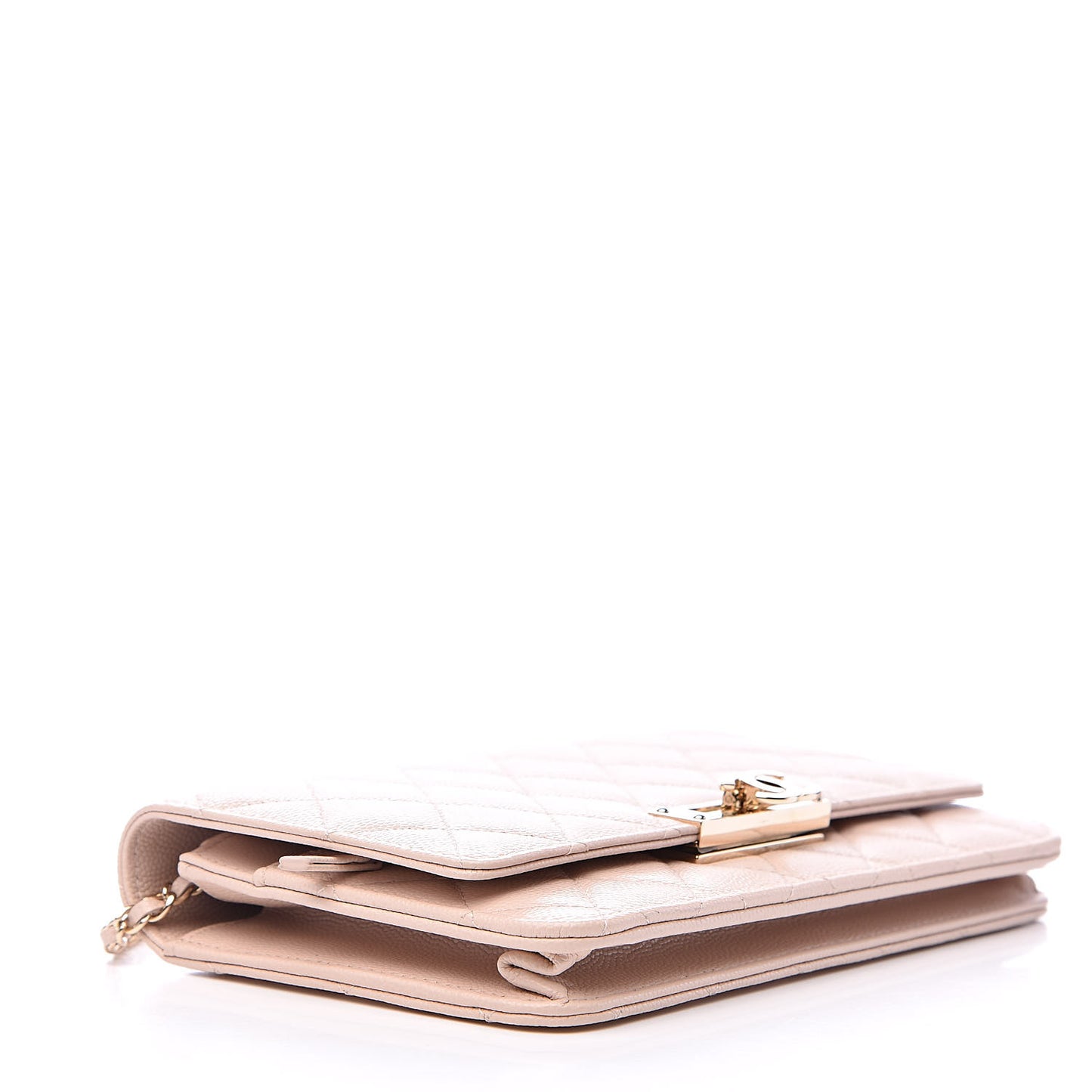 Caviar Quilted Golden Class Wallet On Chain WOC Light Beige