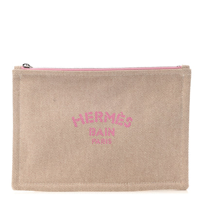 Hermes Toile Small Bain New Yachting Case Bubble Gum 1 of 6