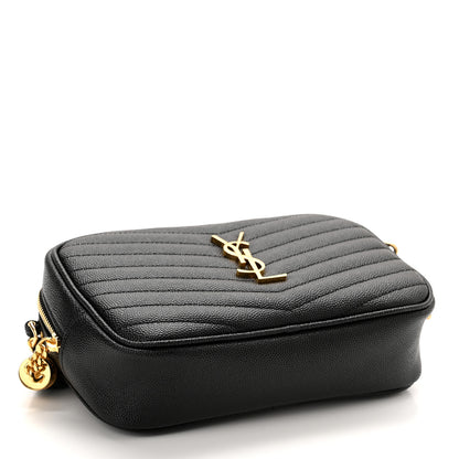 Saint Laurent Grain De Poudre Matelasse Monogram Mini Lou Camera Bag Black 4 of 11