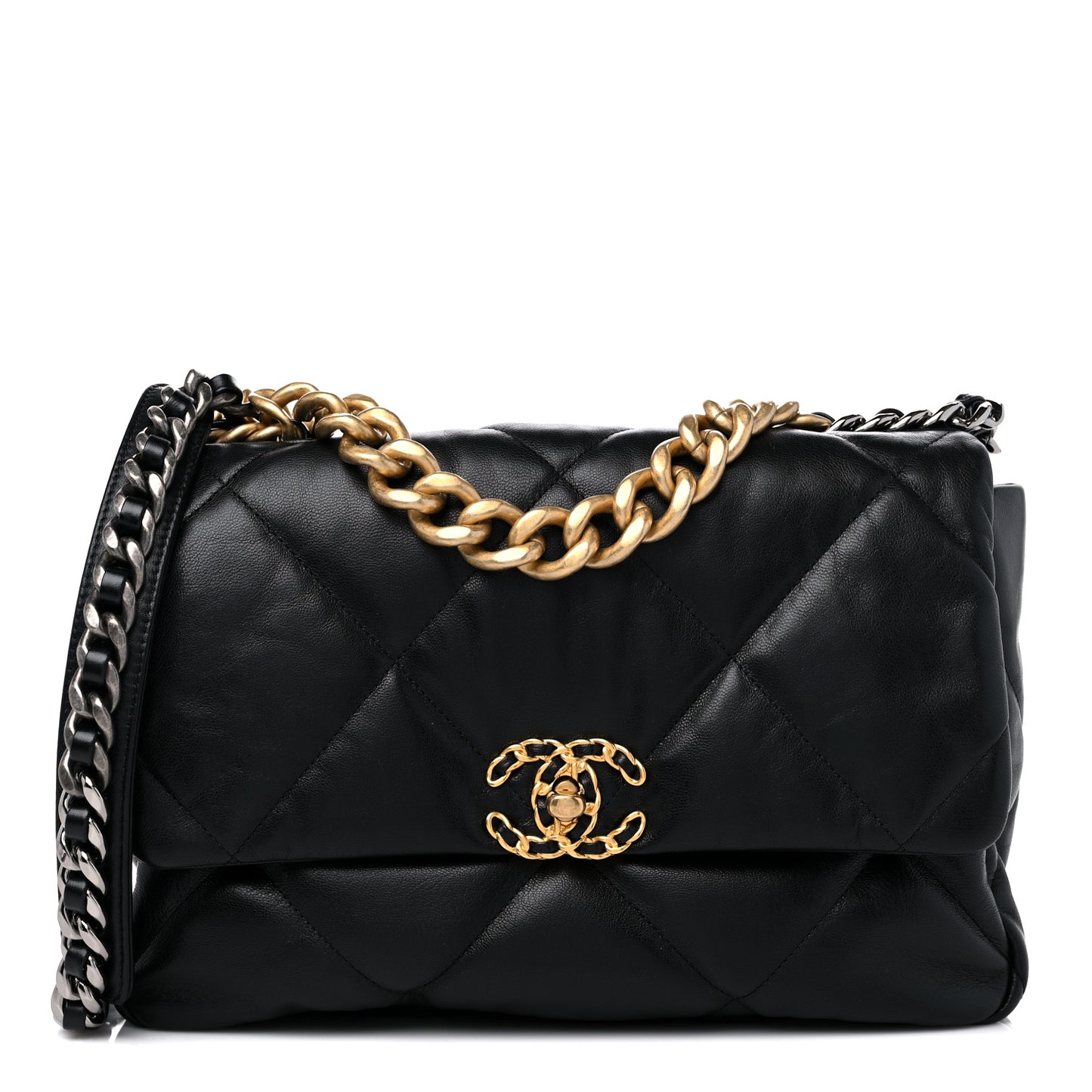 Goatskin Quilted Large Chanel 19 Flap Black