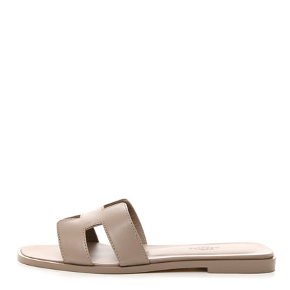 Hermes Box Calfskin Oran Sandals 37 Bois De Santal 1 of 9