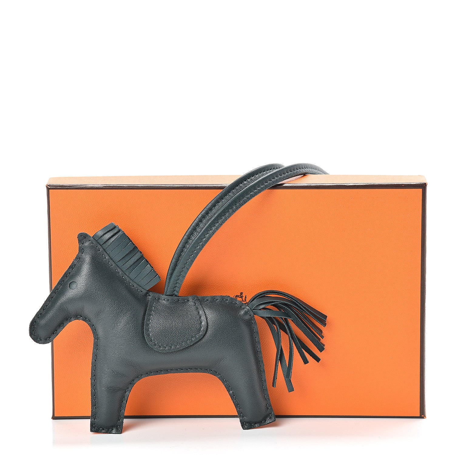 Hermes Milo Lambskin Grigri Rodeo Horse Bag Charm MM Vert Cypress 5 of 5