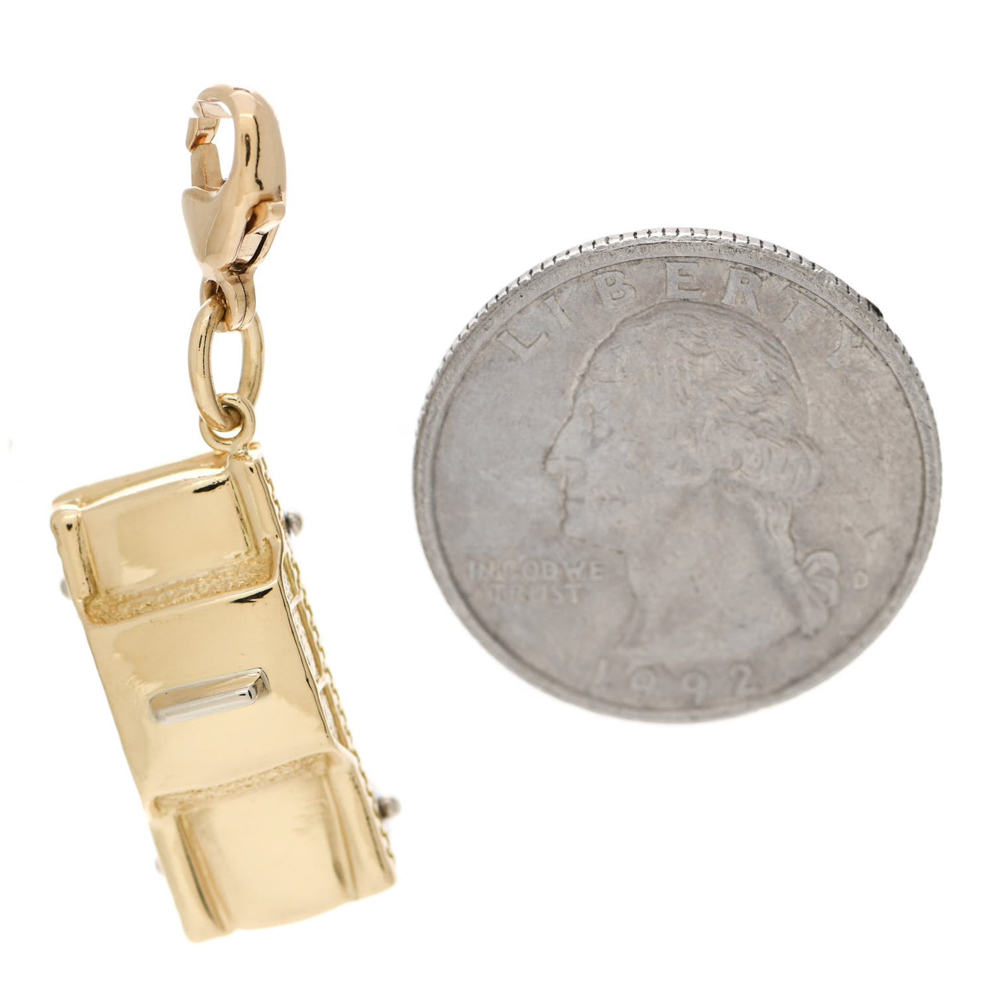 18K Yellow White Gold Diamond Taxi Charm