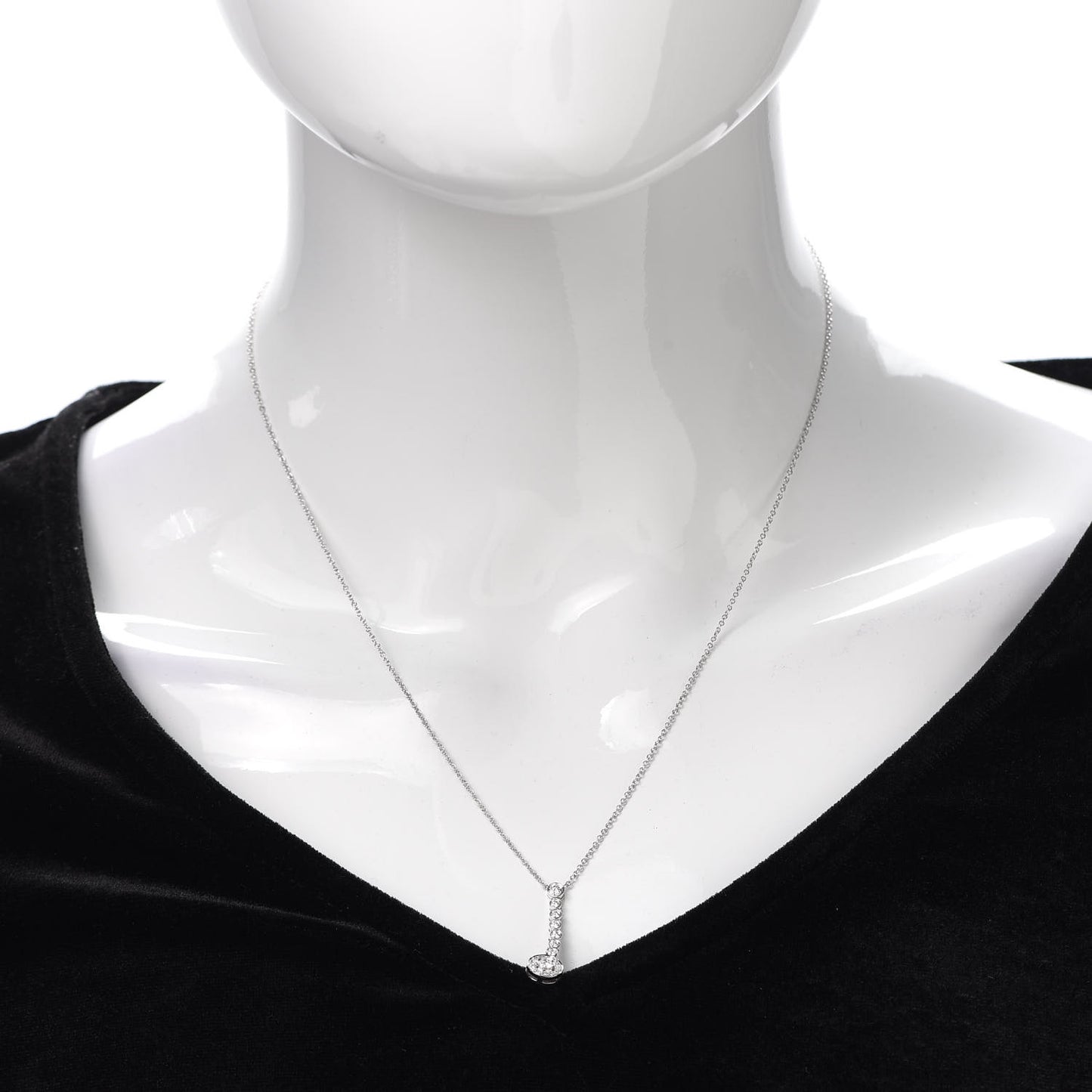Platinum Diamond Circlet Drop Pendant Necklace