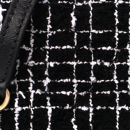 Chanel Tweed Lambskin Quilted Top Handle Flap Black White 10 of 12