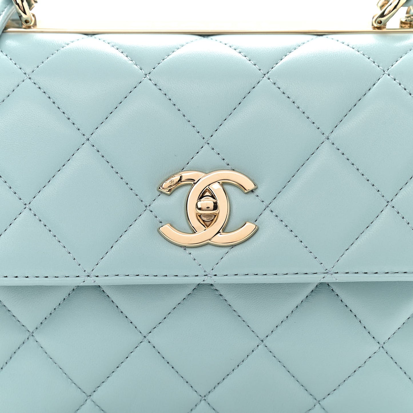 Lambskin Quilted Small Trendy CC Flap Dual Handle Bag Light Blue