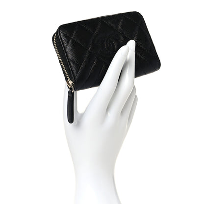 Chanel Caviar Quilted Diamond CC Zip Around Coin Purse Black 2 of 9