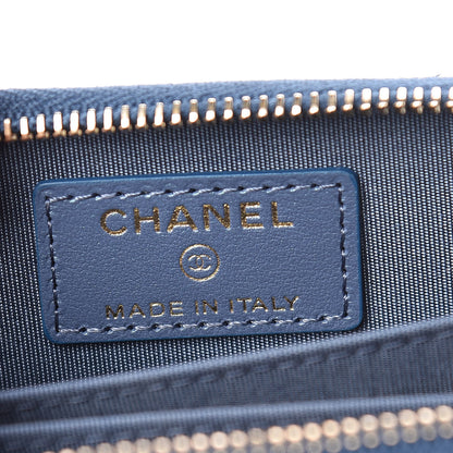 Chanel Iridescent Caviar Quilted Zip Coin Purse Blue 6 of 8