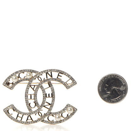 Chanel Crystal Pearl Coco CC Logo Brooch Gold 3 of 6
