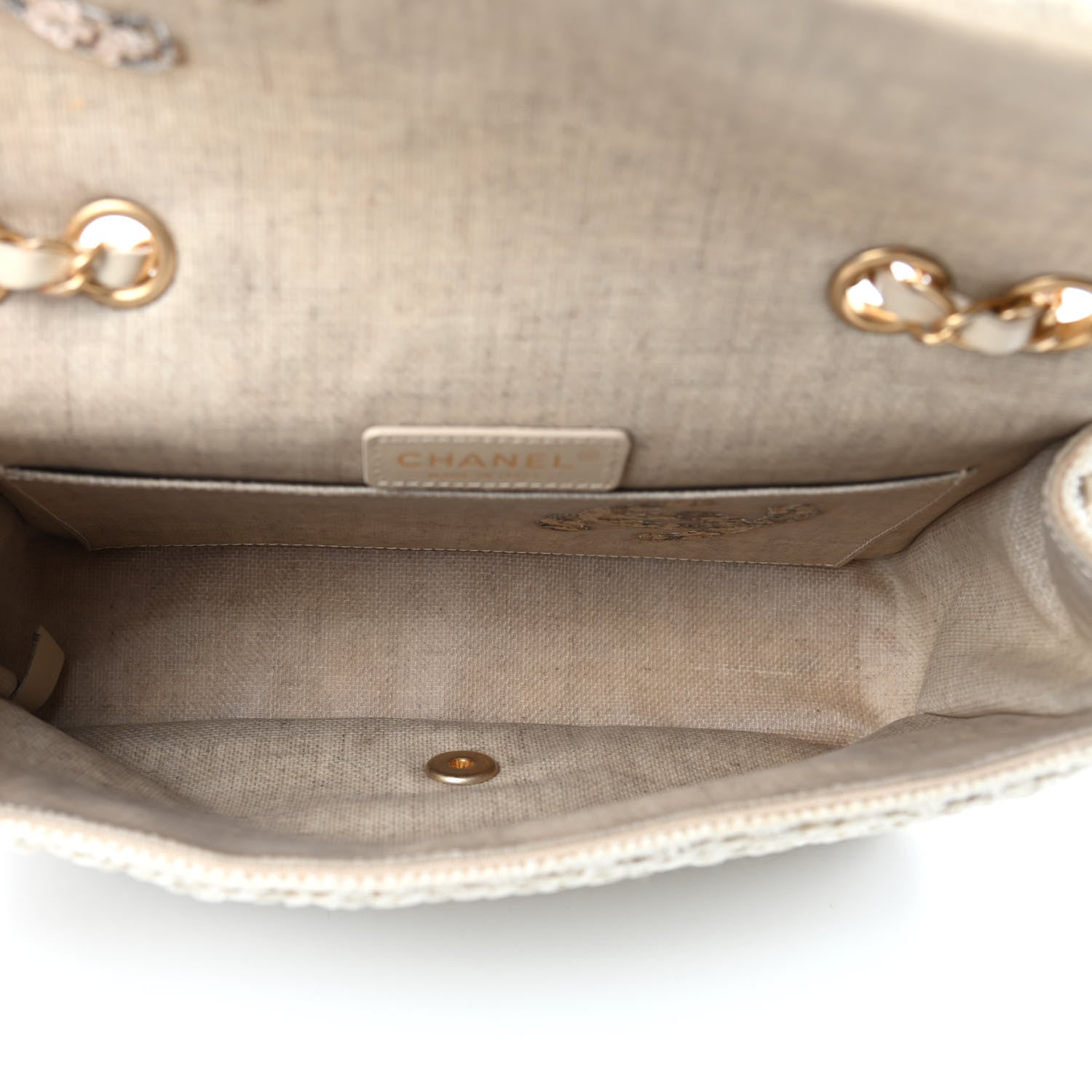 Chanel Raffia Crochet Paris Greece Medium Flap Bag Beige 5 of 10
