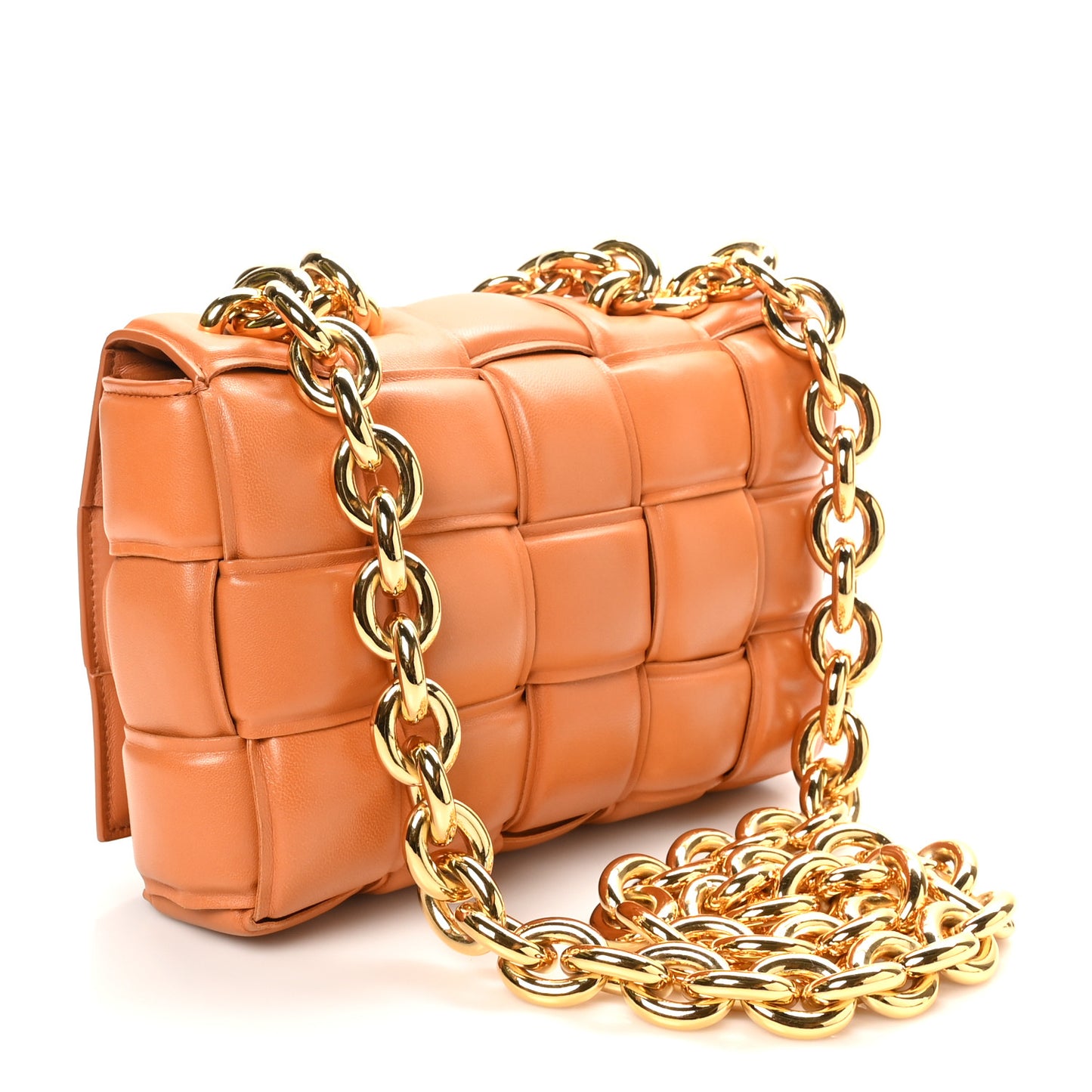 Lambskin Maxi Intreccio Padded Chain Cassette Crossbody Bag Clay