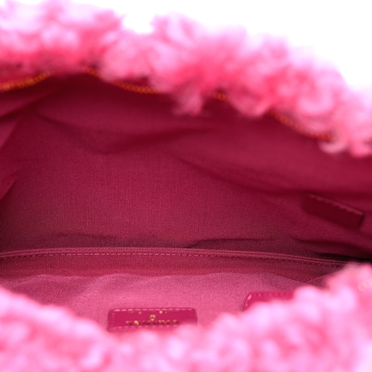 Chanel Shearling Sheepskin Large Chanel 19 Cosmetic Case Pink 4 of 6